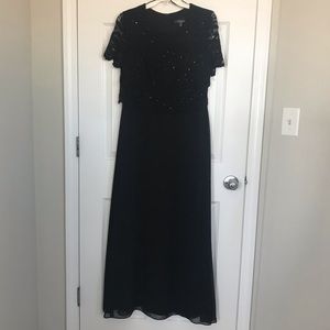 R & M Richards Petite Black Long Dress - 6P